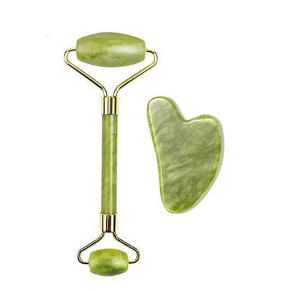 Facial Beauty - Pack Of Jade Face Roller & Gua Sha